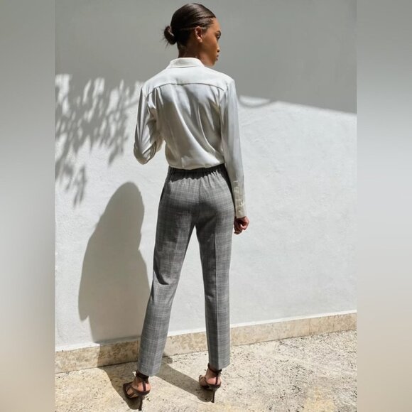 Aritzia Babaton Conan Pants Wool Houndstooth Print Pleated Trouser High Waist - Picture 12 of 12